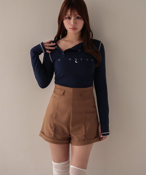 M DOLLY(エムドリー)の「*M DOLLY original* High waist daffy short pants/ハイウエストダフィー ショートパンツ(その他パンツ・レディース・ブラック/ベージュ・M/S)」の10枚目の写真