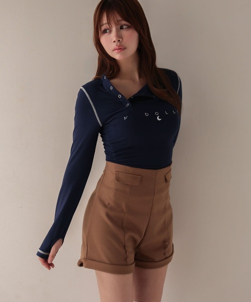 M DOLLY(エムドリー)の「*M DOLLY original* High waist daffy short pants/ハイウエストダフィー ショートパンツ(その他パンツ・レディース・ブラック/ベージュ・M/S)」の12枚目の写真