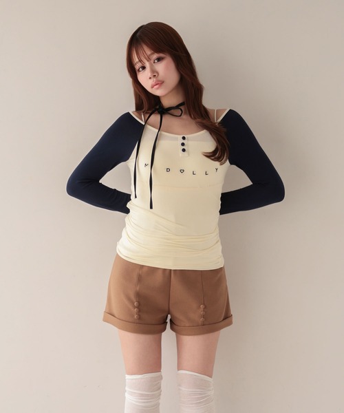 M DOLLY(エムドリー)の「*M DOLLY original* High waist daffy short pants/ハイウエストダフィー ショートパンツ(その他パンツ・レディース・ブラック/ベージュ・M/S)」の13枚目の写真