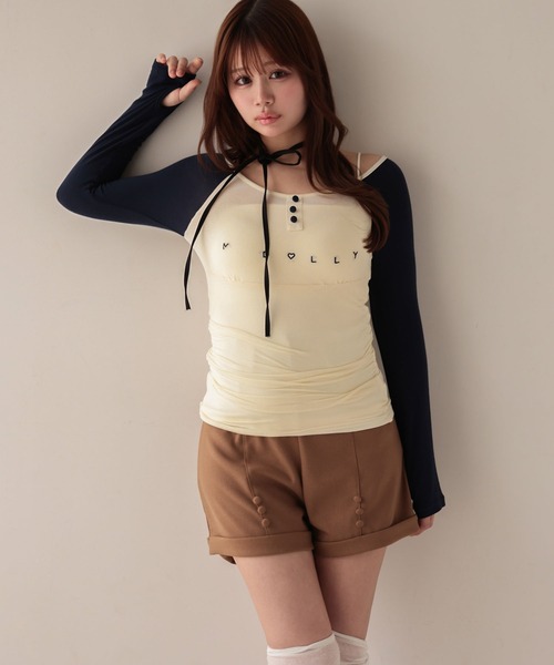 M DOLLY(エムドリー)の「*M DOLLY original* High waist daffy short pants/ハイウエストダフィー ショートパンツ(その他パンツ・レディース・ブラック/ベージュ・M/S)」の14枚目の写真