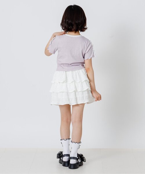 algy(アルジー)の「フリフリスカパン(スカート・キッズ・オフホワイト/ブラック・130/140/150/160)」の8枚目の写真