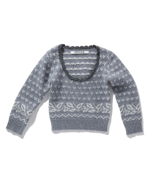 PERVERZE（パーバーズ）の「Birds Eye Tiny Knit（ニット/セーター・レディース・グレー/ブラック・FREE）」の2枚目の写真