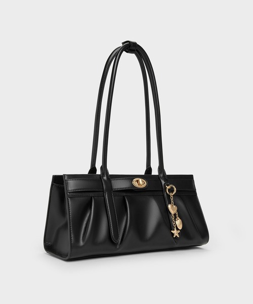 CHARLES & KEITH(チャールズ & キース)の「Isolde イゾルデ ベルト ルーシュド ショルダーバッグ(トートバッグ・レディース・チョコ/ブラック・M)」の3枚目の写真