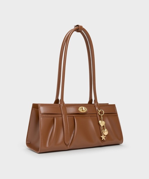CHARLES & KEITH(チャールズ & キース)の「Isolde イゾルデ ベルト ルーシュド ショルダーバッグ(トートバッグ・レディース・チョコ/ブラック・M)」の7枚目の写真