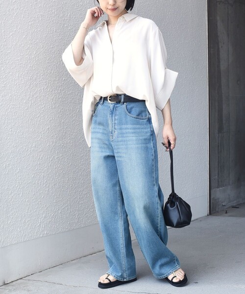SHIPS Colors(シップス カラーズ)の「SHIPS Colors:〈手洗い可能〉2WAY スリーブ シャツ◇(シャツ/ブラウス・レディース・ナチュラル/ブラウン/ネイビー・ONE SIZE)」の14枚目の写真