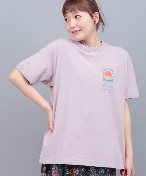 チチカカ（チチカカ）の「go slow caravan フラワーキャットリンガーTシャツ（Tシャツ/カットソー・レディース・パープル/イエロー・LARGE/MEDIUM）」の7枚目の写真
