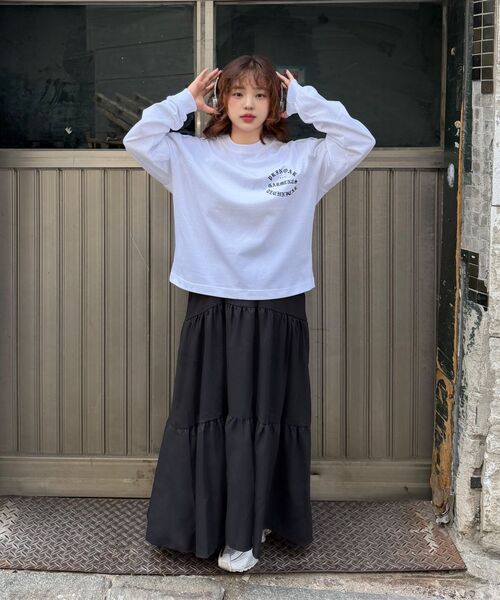 PRINOAR(プリノア)の「ガーメンツ セミクロップ 長袖Tシャツ - ホワイト(Tシャツ/カットソー・レディース・ホワイト・SMALL/MEDIUM/LARGE)」の8枚目の写真