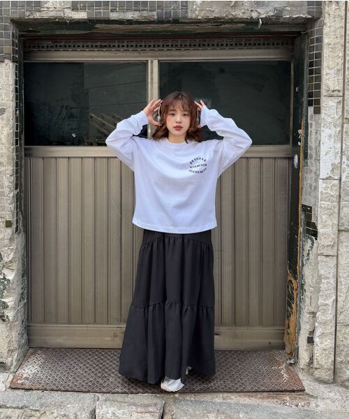 PRINOAR(プリノア)の「ガーメンツ セミクロップ 長袖Tシャツ - ホワイト(Tシャツ/カットソー・レディース・ホワイト・SMALL/MEDIUM/LARGE)」の6枚目の写真