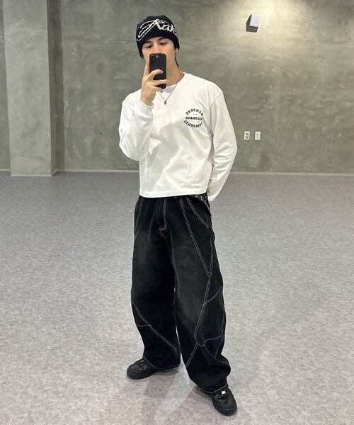 PRINOAR(プリノア)の「ガーメンツ セミクロップ 長袖Tシャツ - ホワイト(Tシャツ/カットソー・レディース・ホワイト・SMALL/MEDIUM/LARGE)」の5枚目の写真