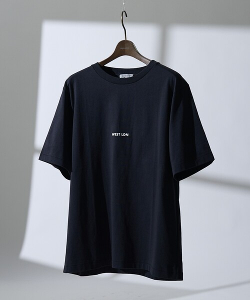 DESIGNWORKS(デザインワークス)の「ロゴプリント クルーネック Tシャツ -WEST LDN-(Tシャツ/カットソー・メンズ・ホワイト/ブラック・50/46/48)」の4枚目の写真