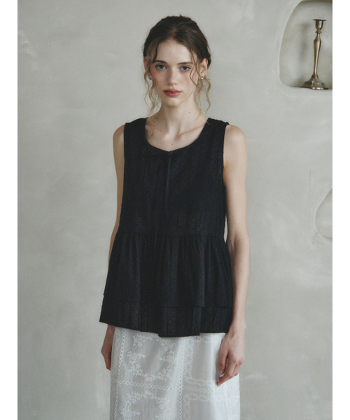 LENINA(レニーナ)の「ARENA flare sleeveless blouse_BLACK(シャツ/ブラウス・レディース・ブラック・FREE)」の1枚目の写真