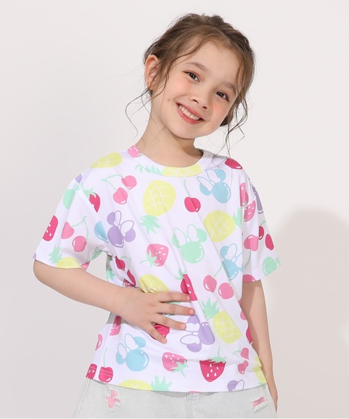 接触冷感】ディズニー フルーツ総柄Tシャツ 1713K（Tシャツ/カットソー
