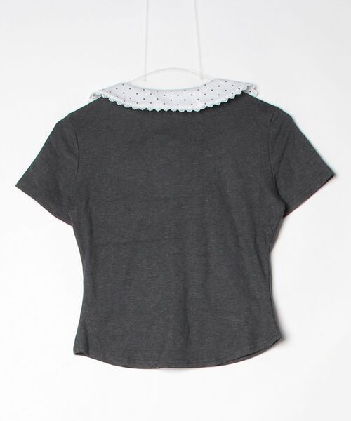 leune(ルネ)の「ドットブラウスレイヤード風フロントリボン半袖トップス(Tシャツ/カットソー・レディース・ブルー/グレー/ネイビー・FREE)」の10枚目の写真