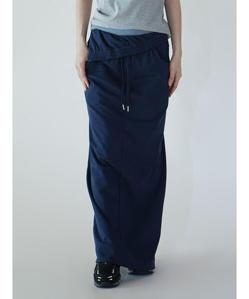 :ETHROF(イーサオブ)の「TURNED WAIST SWEAT SKIRT(スカート・レディース・ネイビー/グレー・MEDIUM)」の4枚目の写真