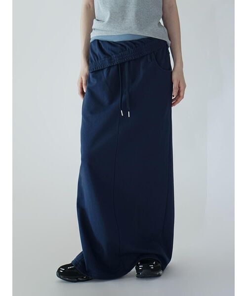 :ETHROF(イーサオブ)の「TURNED WAIST SWEAT SKIRT(スカート・レディース・ネイビー/グレー・MEDIUM)」の1枚目の写真