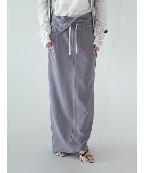 :ETHROF(イーサオブ)の「TURNED WAIST SWEAT SKIRT(スカート・レディース・ネイビー/グレー・MEDIUM)」の2枚目の写真