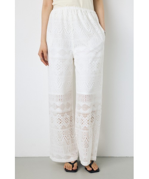 AZUL by moussy(アズールバイマウジー)の「【身長/骨格別着用画像あり】レースワイドパンツ(スラックス・レディース・ブラウン/オフホワイト/ブラック・MEDIUM/SMALL)」の15枚目の写真