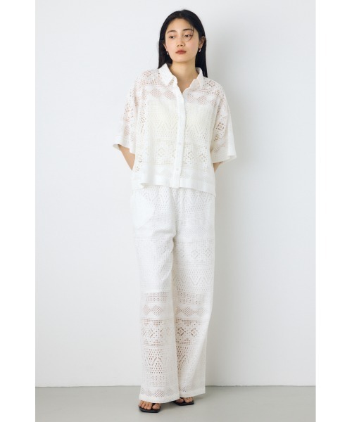 AZUL by moussy(アズールバイマウジー)の「【身長/骨格別着用画像あり】レースワイドパンツ(スラックス・レディース・ブラウン/オフホワイト/ブラック・MEDIUM/SMALL)」の18枚目の写真