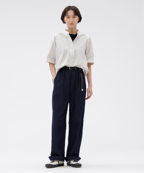 MHL.(エムエイチエル)の「HIGHCOUNT TOP DYED COTTON(シャツ/ブラウス・レディース・アイボリー/ブルー・2/1)」の9枚目の写真