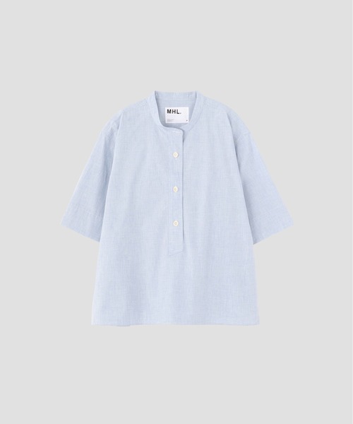 MHL.(エムエイチエル)の「HIGHCOUNT TOP DYED COTTON(シャツ/ブラウス・レディース・アイボリー/ブルー・2/1)」の6枚目の写真