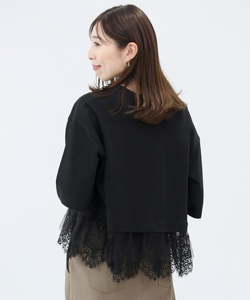 Aletta vita(アレッタビータ)の「綿天竺xレースレイヤードプルオーバー(Tシャツ/カットソー・レディース・オフホワイト/ブラック・M)」の22枚目の写真