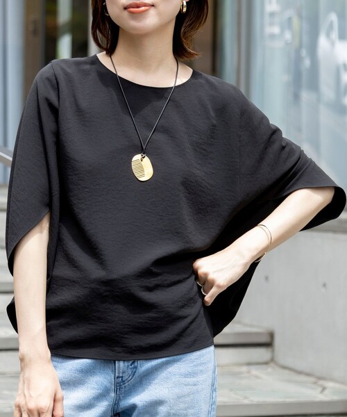 NOLLEY’S(ノーリーズ)の「【WEB限定】ウォッシャブルジョーゼットコクーンブラウス(シャツ/ブラウス・レディース・チャコールグレー/ホワイト/ブラック・38)」の2枚目の写真