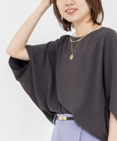 NOLLEY’S(ノーリーズ)の「【WEB限定】ウォッシャブルジョーゼットコクーンブラウス(シャツ/ブラウス・レディース・チャコールグレー/ホワイト/ブラック・38)」の11枚目の写真