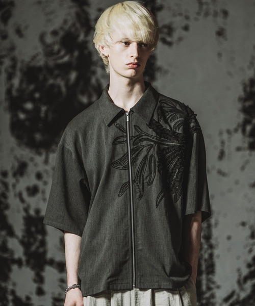 NO ID.(ノーアイディ)の「【NO ID.】Art Stitch ZIP SH BLZ / アート ステッチ ジップ シャツ ブルゾン(シャツ/ブラウス・メンズ・ブラウン/ブラック/グレー・ONE SIZE)」の10枚目の写真