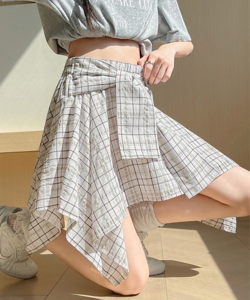 Miniministore(ミニミニストア)の「スカパン スカート チェック柄 春夏(スカート・レディース・ベージュ/ブラック/ホワイト・L/S/XL/M)」の21枚目の写真