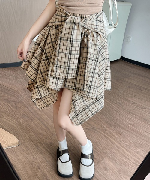 Miniministore(ミニミニストア)の「スカパン スカート チェック柄 春夏(スカート・レディース・ベージュ/ブラック/ホワイト・L/S/XL/M)」の15枚目の写真