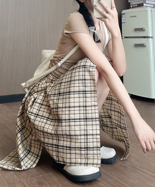 Miniministore(ミニミニストア)の「スカパン スカート チェック柄 春夏(スカート・レディース・ベージュ/ブラック/ホワイト・L/S/XL/M)」の13枚目の写真