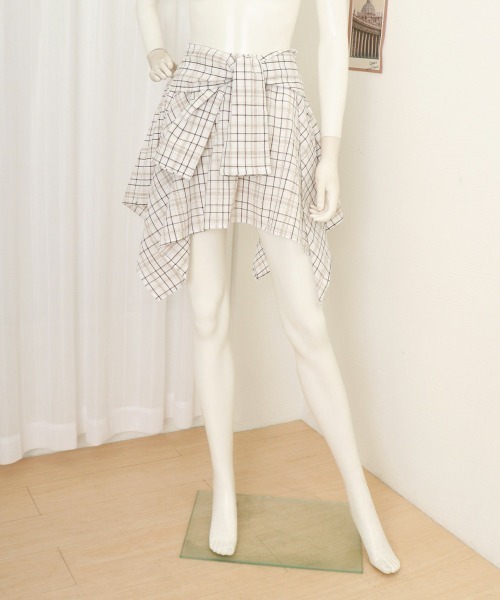 Miniministore(ミニミニストア)の「スカパン スカート チェック柄 春夏(スカート・レディース・ベージュ/ブラック/ホワイト・L/S/XL/M)」の10枚目の写真