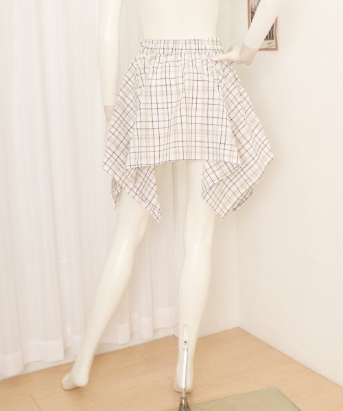 Miniministore(ミニミニストア)の「スカパン スカート チェック柄 春夏(スカート・レディース・ベージュ/ブラック/ホワイト・L/S/XL/M)」の8枚目の写真