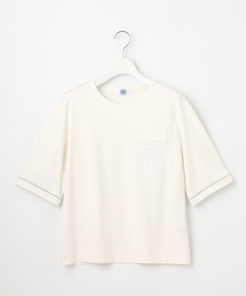 J.PRESS(ジェイプレス)の「【一枚で着映え】レーシーコンビ ポケットデザイン カットソー(Tシャツ/カットソー・レディース・ベージュ系/ホワイト系/スカイブルー系/ネイビー系・T13/T15)」の12枚目の写真