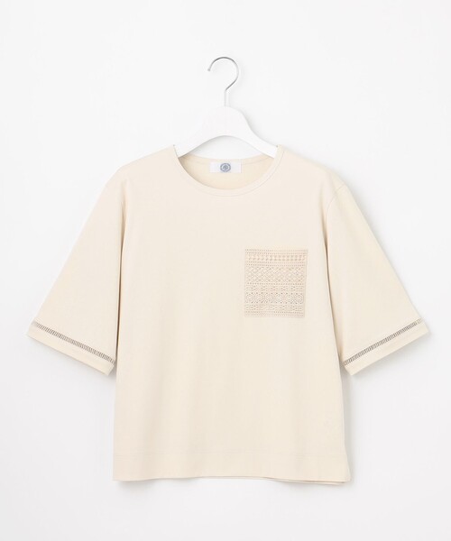 J.PRESS(ジェイプレス)の「【一枚で着映え】レーシーコンビ ポケットデザイン カットソー(Tシャツ/カットソー・レディース・ベージュ系/ホワイト系/スカイブルー系/ネイビー系・T13/T15)」の13枚目の写真