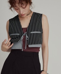 【W:Huku / ブロードストライプ】ショート ベスト / Broad Stripe Short Vest