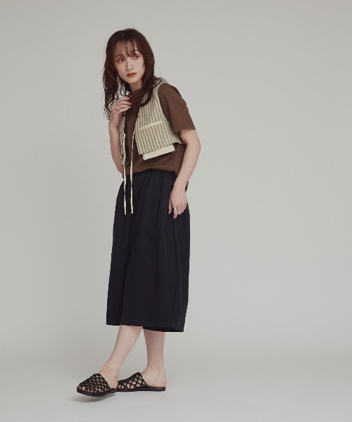 W:Huku(フーク)の「【W:Huku / ブロードストライプ】ショート ベスト / Broad Stripe Short Vest(ベスト・レディース・ベージュ/ブラック・FREE)」の6枚目の写真