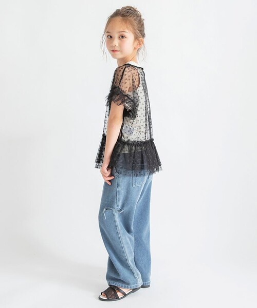 BRANSHES(ブランシェス)の「【プチレディ】ハート柄チュールトップスセット(Tシャツ/カットソー・キッズ・ピンク/ブラック・150/130/120/90/110/140/100)」の6枚目の写真