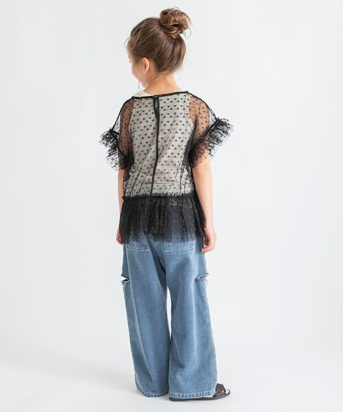 BRANSHES(ブランシェス)の「【プチレディ】ハート柄チュールトップスセット(Tシャツ/カットソー・キッズ・ピンク/ブラック・150/130/120/90/110/140/100)」の7枚目の写真