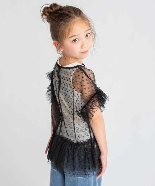 BRANSHES(ブランシェス)の「【プチレディ】ハート柄チュールトップスセット(Tシャツ/カットソー・キッズ・ピンク/ブラック・150/130/120/90/110/140/100)」の8枚目の写真