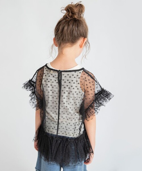 BRANSHES(ブランシェス)の「【プチレディ】ハート柄チュールトップスセット(Tシャツ/カットソー・キッズ・ピンク/ブラック・150/130/120/90/110/140/100)」の9枚目の写真