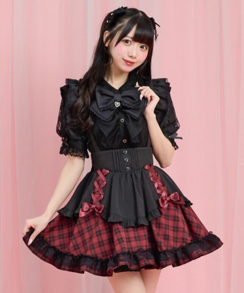 Secret Honey(シークレットハニー)の「レースアップミニエプロンスカート(スカート・レディース・レッド/ブラック・MEDIUM)」の17枚目の写真