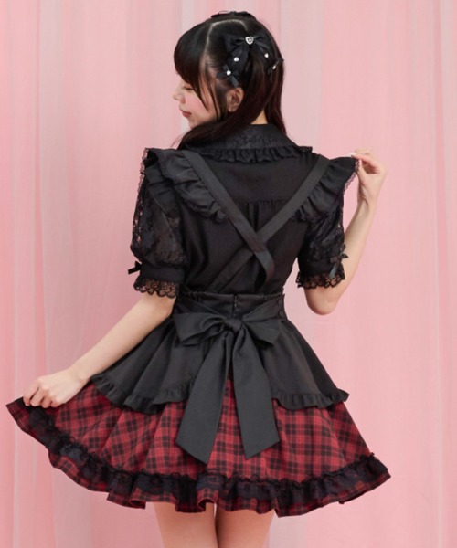 Secret Honey(シークレットハニー)の「レースアップミニエプロンスカート(スカート・レディース・レッド/ブラック・MEDIUM)」の16枚目の写真
