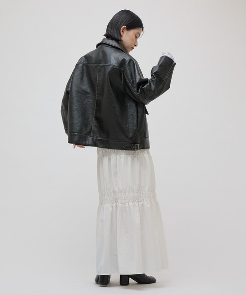Lui's(ルイス)の「ヴィンテージライクフェイクレザージャケット(ブルゾン・レディース・ブラウン/ブラック・FREE)」の14枚目の写真