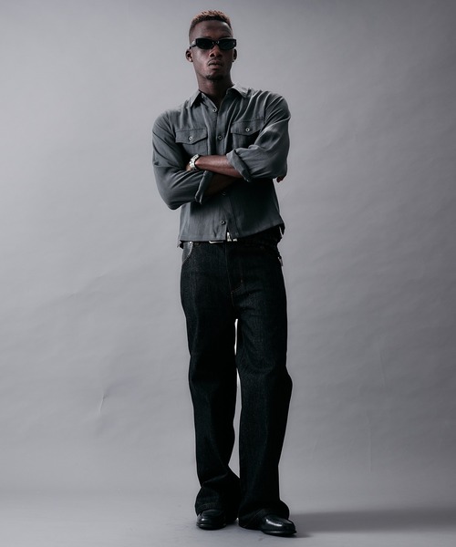 ANDER HUNK(アンダーハンク)の「Linen Blend Croped LS Shirt/リネンブレンドクロップドロングスリーブシャツ(シャツ/ブラウス・メンズ・ピンク/カーキ/グレー・LARGE/MEDIUM)」の11枚目の写真
