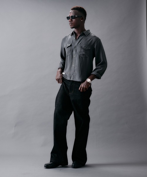 ANDER HUNK(アンダーハンク)の「Linen Blend Croped LS Shirt/リネンブレンドクロップドロングスリーブシャツ(シャツ/ブラウス・メンズ・ピンク/カーキ/グレー・LARGE/MEDIUM)」の12枚目の写真