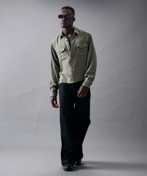 ANDER HUNK(アンダーハンク)の「Linen Blend Croped LS Shirt/リネンブレンドクロップドロングスリーブシャツ(シャツ/ブラウス・メンズ・ピンク/カーキ/グレー・LARGE/MEDIUM)」の20枚目の写真