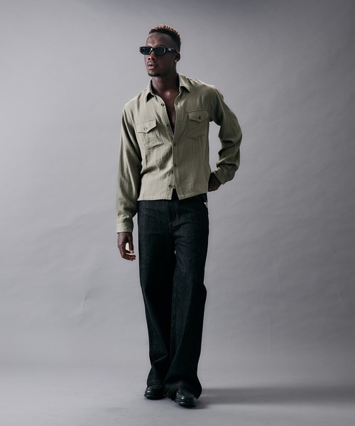 ANDER HUNK(アンダーハンク)の「Linen Blend Croped LS Shirt/リネンブレンドクロップドロングスリーブシャツ(シャツ/ブラウス・メンズ・ピンク/カーキ/グレー・LARGE/MEDIUM)」の21枚目の写真