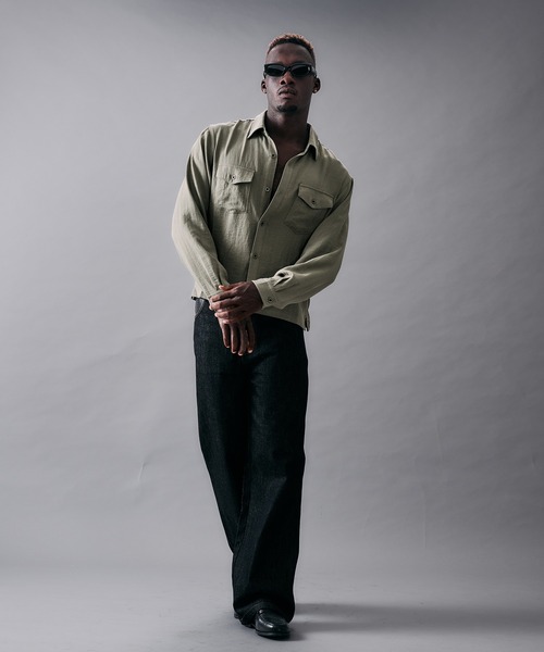ANDER HUNK(アンダーハンク)の「Linen Blend Croped LS Shirt/リネンブレンドクロップドロングスリーブシャツ(シャツ/ブラウス・メンズ・ピンク/カーキ/グレー・LARGE/MEDIUM)」の22枚目の写真