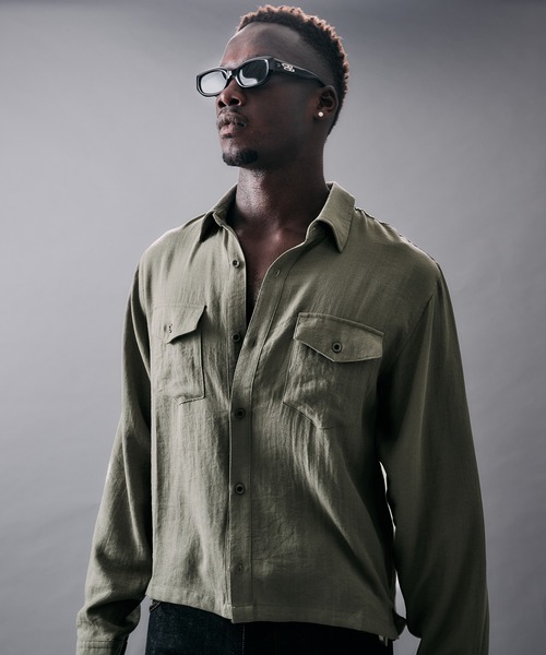 ANDER HUNK(アンダーハンク)の「Linen Blend Croped LS Shirt/リネンブレンドクロップドロングスリーブシャツ(シャツ/ブラウス・メンズ・ピンク/カーキ/グレー・LARGE/MEDIUM)」の19枚目の写真